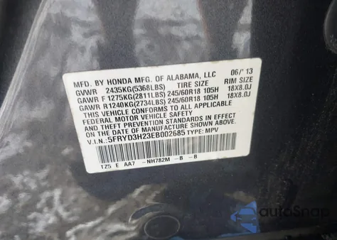 2014 Acura Mdx из США, поврежденный, VIN 5FRYD3H23EB002685